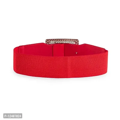 REDHORNS Women's Rectangle Design Belts Casual Thin Female Belts Dress Skirt Waist Elegant Ladies Designer Waistband Free Size (LD91N_Red)-thumb4