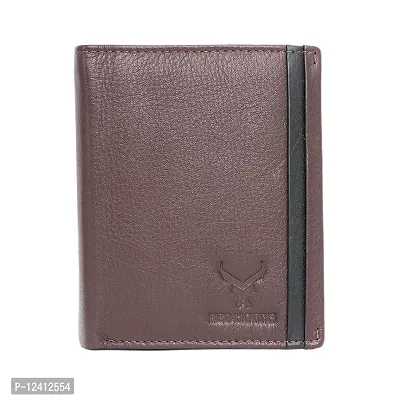 REDHORNS Stylish Genuine Leather Wallet for Men Lightweight Bi-Fold Slim Wallet with Card Holder Slots Purse for Men (WC-AP02D_Dark Brown)-thumb0