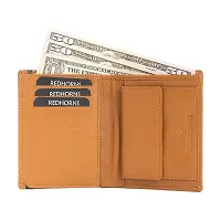 REDHORNS Stylish Genuine Leather Wallet for Men Lightweight Bi-Fold Slim Wallet with Card Holder Slots Purse for Men (AP02R6_Tan)-thumb1