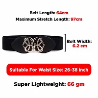 REDHORNS Elastic Fabric Waist Belt for Women Dresses Floral Design Stretchy Ladies Belt for Saree Girls Jeans - Free Size (LD18A_Black)-thumb2