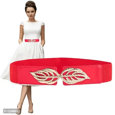 REDHORNS Womens Floral Design Belts Casual Thin Female Belts Dress Skirt Waist Elegant Ladies Designer Waistband (LD79N_Red)