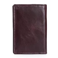 REDHORNS Genuine Leather Bi-fold Card Holder Money Wallet 16-Slot Slim Credit Debit Coin Purse for Men & Women (RD003L_Cherry)-thumb3