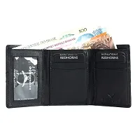 REDHORNS Stylish Genuine Leather Wallet for Men Lightweight Tri-Fold Slim Wallet with Card Holder Slots Purse for Men (TF105R1-mp_Black)-thumb4