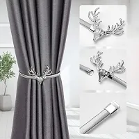 REDHORNS Curtain Tieback Adjustable Decorative Metal Curtain Tiers Rope Belt Curtain Holders Tieback for Window Drapries Curtain Straps Curtain Clip Buckle (Silver) - Pack of 2-thumb3