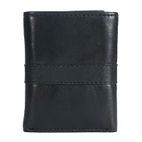 REDHORNS Stylish Genuine Leather Wallet for Men Lightweight Tri-Fold Slim Wallet with Card Holder Slots Purse for Men (WC-TF105R1_Black)-thumb2