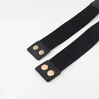 REDHORNS Elastic Fabric Waist Belt for Women Dresses Chain Design Stretchy Ladies Belt for Saree Girls Jeans - Free Size (LD62A_Black)-thumb2