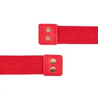 REDHORNS Elastic Fabric Waist Belt for Women Dresses Vintage Linked Chain Design Stretchy Slim Ladies Belt for Saree Girls Jeans - Free Size (GRP-LD8398N_Red)-thumb2