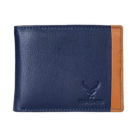 REDHORNS Stylish Genuine Leather Wallet for Men Lightweight Bi-Fold Slim Wallet with Card Holder Slots Purse for Men (A04R)