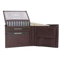 REDHORNS Stylish Genuine Leather Wallet for Men Lightweight Bi-Fold Slim Wallet with Card Holder Slots Purse for Men (V_A03R4_Redwood Brown)-thumb1