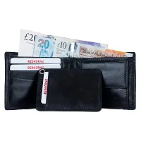 REDHORNS Stylish Genuine Leather Wallet for Men Lightweight Bi-Fold Slim Wallet with Card Holder Slots Purse for Men (340A_Black)-thumb2