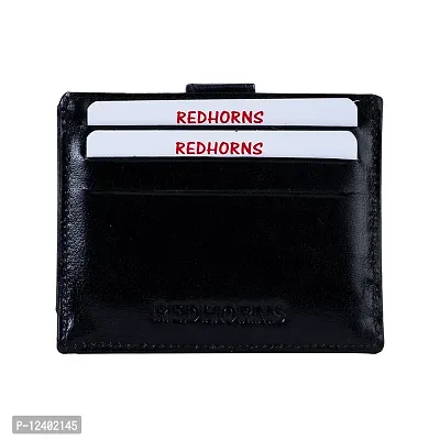 REDHORNS Genuine Leather Perfect Size Easy Access Card Holder for Men-thumb3