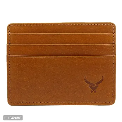 REDHORNS Genuine Leather Card Holder Money Wallet 3-Slot Slim Credit Debit Coin Purse for Men & Women (RD379F_Tan)
