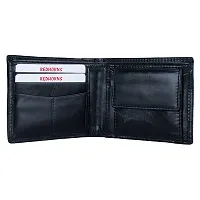 REDHORNS Genuine Leather Wallet for Men Slim Bi-Fold Gents Wallets with ATM Card ID Slots Purse for Men (340A-Black)-thumb1