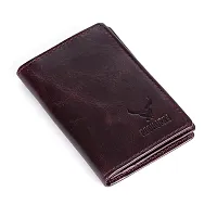 REDHORNS Genuine Leather Bi-fold Card Holder Money Wallet 16-Slot Slim Credit Debit Coin Purse for Men & Women (RD003L_Cherry)-thumb2