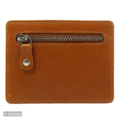 REDHORNS Genuine Leather Card Holder Money Wallet 3-Slot Slim Credit Debit Coin Purse for Men & Women (RD379F_Tan)-thumb3