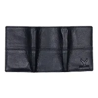 REDHORNS Stylish Genuine Leather Wallet for Men Lightweight Tri-Fold Slim Wallet with Card Holder Slots Purse for Men (WC-TF02R1_Black)-thumb4