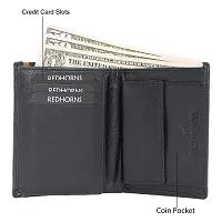 REDHORNS Stylish Genuine Leather Wallet for Men Lightweight Bi-Fold Slim Wallet with Card Holder Slots Purse for Men (AP02R1_Black)-thumb4