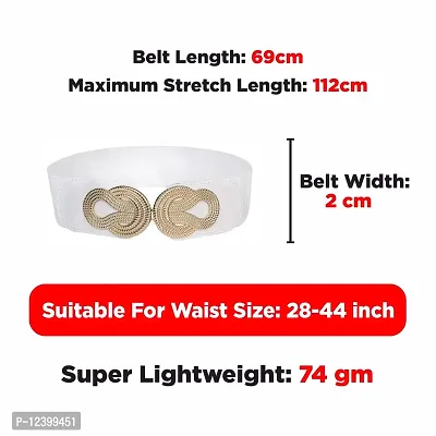 REDHORNS Women Belt Casual Thin Belt Female Dress Skirt Waist Belt Elegant Design Ladies Designer Waistband (LD24WT_White)-thumb3