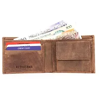 REDHORNS Stylish Genuine Leather Wallet for Men Lightweight Bi-Fold Slim Wallet with Card Holder Slots Purse for Men (315_Brown)-thumb1