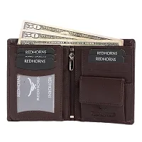 REDHORNS Stylish Genuine Leather Wallet for Men Lightweight Bi-Fold Slim Wallet with Card Holder Slots Purse for Men (A07R4_Redwood Brown)-thumb1