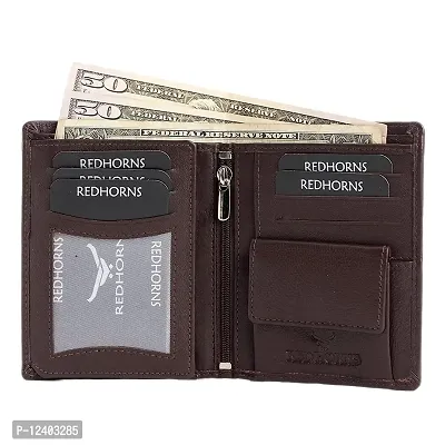 REDHORNS Stylish Genuine Leather Wallet for Men Lightweight Bi-Fold Slim Wallet with Card Holder Slots Purse for Men (A07R4_Redwood Brown)-thumb2