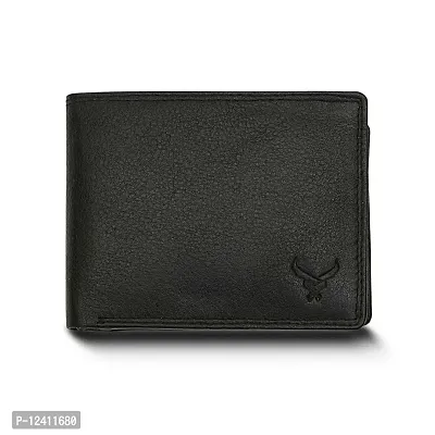 REDHORNS Top Grain Genuine Leather Wallet for Men | Ultra Slim & Compact Purse | Handcrafted Ultra Strong Stitching | 7 Card Slots | Hidden Pockets with ID Slots - W-GRP-WM-679A (Black)