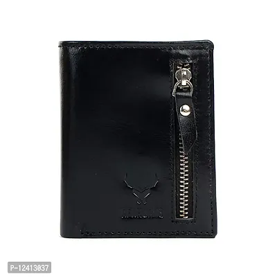 REDHORNS Genuine Leather Wallet for Men Slim Bi-Fold Gents Wallets with ATM Card ID Slots Purse for Men (350A-Black)