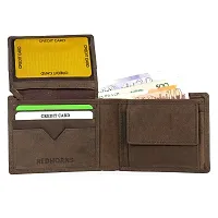 REDHORNS Stylish Genuine Leather Wallet for Men Lightweight Bi-Fold Slim Wallet with Card Holder Slots Purse for Men (160_Dark Brown)-thumb2