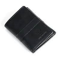 REDHORNS Stylish Genuine Leather Wallet for Men Lightweight Tri-Fold Slim Wallet with Card Holder Slots Purse for Men (WC-TF105R1_Black)-thumb3