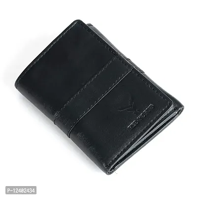 REDHORNS Stylish Genuine Leather Wallet for Men Lightweight Tri-Fold Slim Wallet with Card Holder Slots Purse for Men (WC-TF105R1_Black)-thumb4