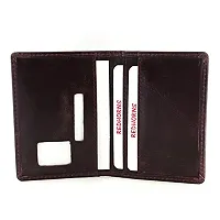 REDHORNS Genuine Leather Card Holder Money Wallet 3-Slot Slim Credit Debit Coin Purse for Men & Women (RD382L_Cherry)-thumb2