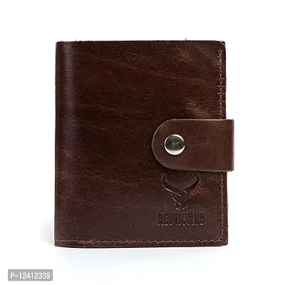 REDHORNS Stylish Genuine Leather Wallet for Men Lightweight Bi-Fold Slim Wallet with Card Holder Slots Purse for Men (ARD351R2_Brown)