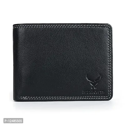 REDHORNS Stylish Genuine Leather Wallet for Men Lightweight Bi-Fold Slim Wallet with Card Holder Slots Purse for Men (629R1_Black)-thumb0