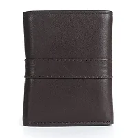 REDHORNS Stylish Genuine Leather Wallet for Men Lightweight Tri-Fold Slim Wallet with Card Holder Slots Purse for Men (WC-TF105R2_Brown)-thumb3