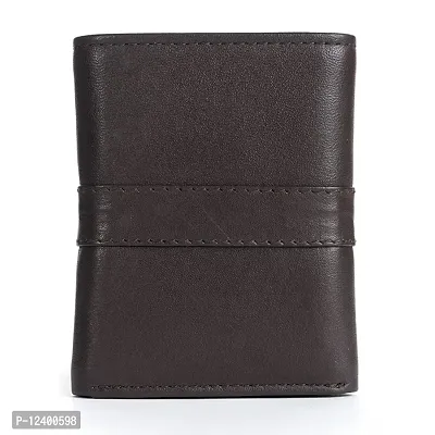 REDHORNS Stylish Genuine Leather Wallet for Men Lightweight Tri-Fold Slim Wallet with Card Holder Slots Purse for Men (WC-TF105R2_Brown)-thumb4