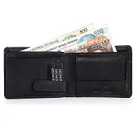 REDHORNS Stylish Genuine Leather Wallet for Men Lightweight Bi-Fold Slim Wallet with Card Holder Slots Purse for Men (WC-629R1_Black)-thumb2