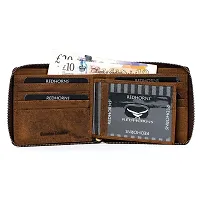 REDHORNS Stylish Genuine Leather Wallet for Men Lightweight Bi-Fold Slim Wallet with Card Holder Slots Purse for Men (7271LH2_L. Brown)-thumb2