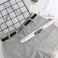 REDHORNS Elastic Fabric Waist Belt for Women Dresses Rose Design Stretchy Slim Ladies Belt for Saree Girls Jeans - Free Size (LD80J_White)-thumb1