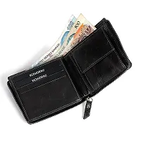 REDHORNS Stylish Genuine Leather Wallet for Men Lightweight Bi-Fold Slim Wallet with Card Holder Slots Purse for Men (1102A_Black)-thumb2