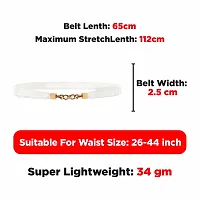 REDHORNS Elastic Fabric Women's Waist Belts for Dresses Vintage Pearl Studded Design Slim Stretchy Hip Belt Waistband for Ladies Saree and Girls Long Dress Jeans - Free Size (LD26J_White)-thumb2