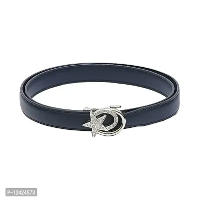 REDHORNS PU Leather Waist Belt for Women Dresses Star Design Adjustable Slim Belt for Ladies Saree - Free Size (LD129I-SLV, Blue)