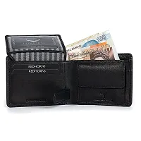 REDHORNS Stylish Genuine Leather Wallet for Men Lightweight Bi-Fold Slim Wallet with Card Holder Slots Purse for Men (WC-629R1_Black)-thumb1