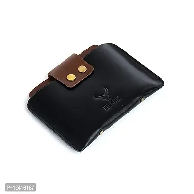 REDHORNS Genuine Leather Regular Card Holder Wallet for Men (Black)