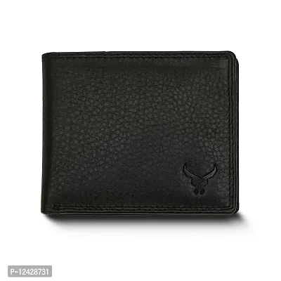 REDHORNS Top Grain Genuine Leather Wallet for Men | Royal Black Ultra Slim & Compact Purse | Handcrafted Ultra Strong Stitching | Zip with 9 Card Slots | Hidden Pockets with ID Slots - WM-639A (Black)