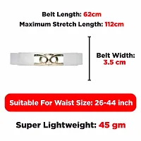 REDHORNS Elastic Fabric Women's Waist Belts for Dresses Vintage Oval Shaped Design Slim Stretchy Hip Belt Waistband for Ladies Saree and Girls Long Dress Jeans - Free Size (LD42J_White)-thumb2