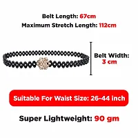 REDHORNS Rhinestone Elastic Waist Belt for Women Dresses Elegant Star Design Stretchy Slim Waistband, Belly Chain Kamarband for Ladies Saree - Free Size (LD7601A2_Black)-thumb2