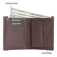 REDHORNS Stylish Genuine Leather Wallet for Men Lightweight Bi-Fold Slim Wallet with Card Holder Slots Purse for Men (WC-AP02D_Dark Brown)-thumb4