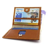 REDHORNS Genuine Leather Card Holder Money Wallet 3-Slot Slim Credit Debit Coin Purse for Men  Women (RD373F_Tan)-thumb1