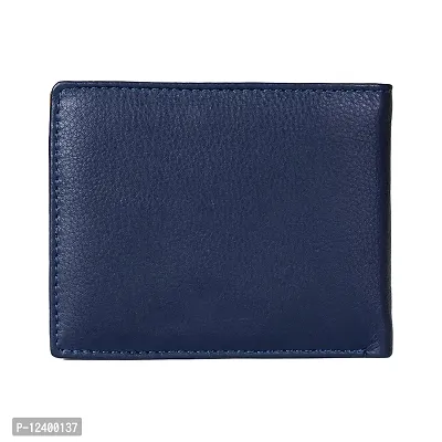 REDHORNS Stylish Genuine Leather Wallet for Men Lightweight Bi-Fold Slim Wallet with Card Holder Slots Purse for Men (V_A04R6_Navy Blue)-thumb5