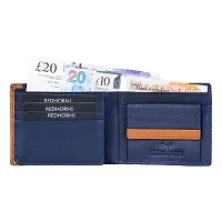 REDHORNS Stylish Genuine Leather Wallet for Men Lightweight Bi-Fold Slim Wallet with Card Holder Slots Purse for Men (V_A04R6_Navy Blue)-thumb2